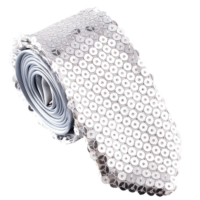 Man of Men Tie - Sequin - Silver - Image 1